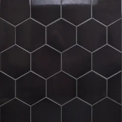 Magen Hex Dark Gray Polished Ceramic Hexagon Tile