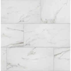 Florida Tile Home Collection Michelangelo Calacatta Rectified 12 In. X 24 In. Porcelain Floor And Wall Tile (13.3 Sq. Ft. /case)