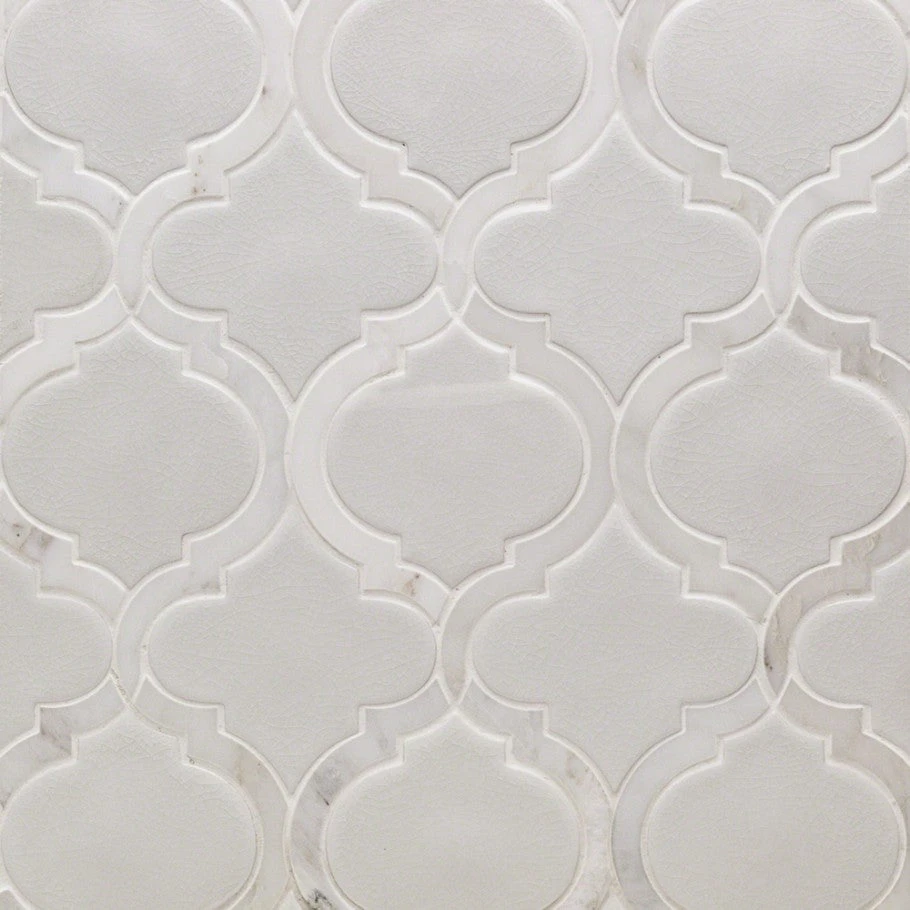 Divine Arabesque Glacier White 10 In. X 12 In. Glazed Ceramic Mosaic Tile (0.80 Sq. Ft. / Sheet) 1 Divine Arabesque Glacier White 10 In. X 12 In. Glazed Ceramic Mosaic Tile (0.80 Sq. Ft. / Sheet)