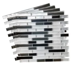 Crystiles Black, Deep Grey And Brushed Silver 12 In. X 12 In. Peel And Stick Vinyl Wall Tile Backsplash, "Pro" Series Thicker Version (4-Pack) -Ryobi Ceramic Shop 505dd61c ad80 45bd 84df 630048b75e3a 1.e47f3c7ab7b706ec14c0f1332d7296ec 1800x1800