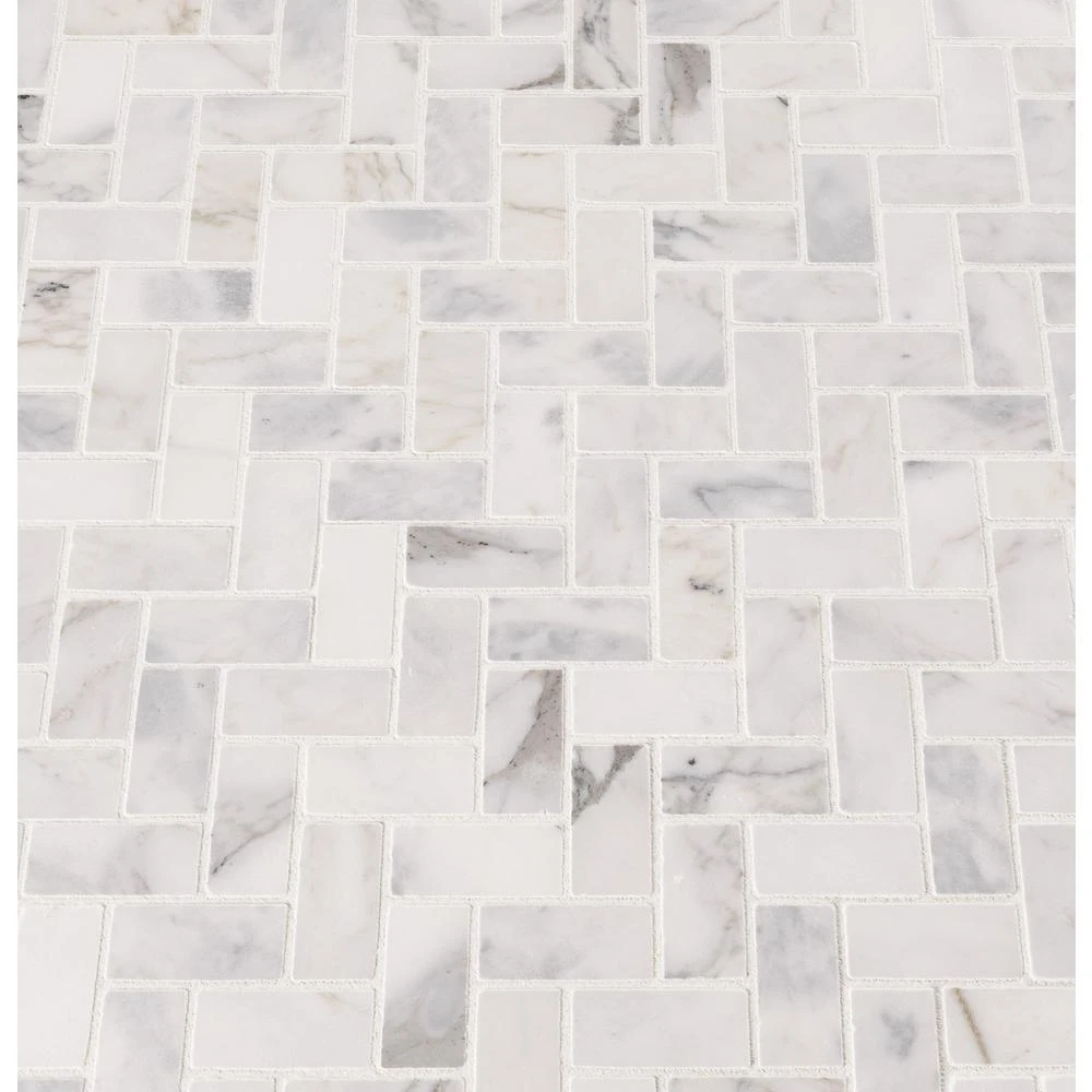 MSI Calacatta Cressa Herringbone 12 In. X 12 In. X 10 Mm Honed Marble Mesh-Mounted Mosaic Tile (9.4 Sq. Ft. / Case) 4 MSI Calacatta Cressa Herringbone 12 In. X 12 In. X 10 Mm Honed Marble Mesh-Mounted Mosaic Tile (9.4 Sq. Ft. / Case) - Image 4