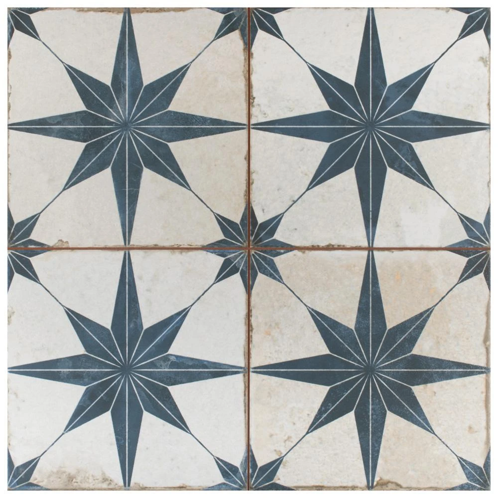 Merola Tile Kings Star Blue 17-5/8"x17-5/8" Ceramic F/W Tile 1 Merola Tile Kings Star Blue 17-5/8"x17-5/8" Ceramic F/W Tile