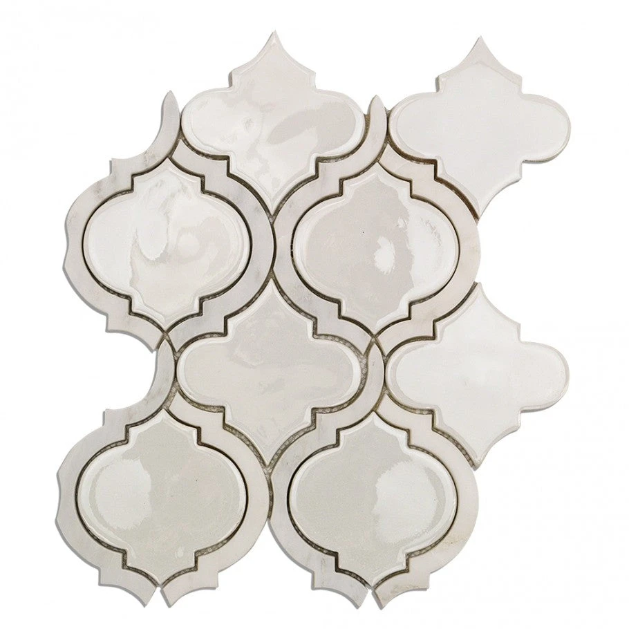 Divine Arabesque Glacier White 10 In. X 12 In. Glazed Ceramic Mosaic Tile (0.80 Sq. Ft. / Sheet) 3 Divine Arabesque Glacier White 10 In. X 12 In. Glazed Ceramic Mosaic Tile (0.80 Sq. Ft. / Sheet) - Image 3