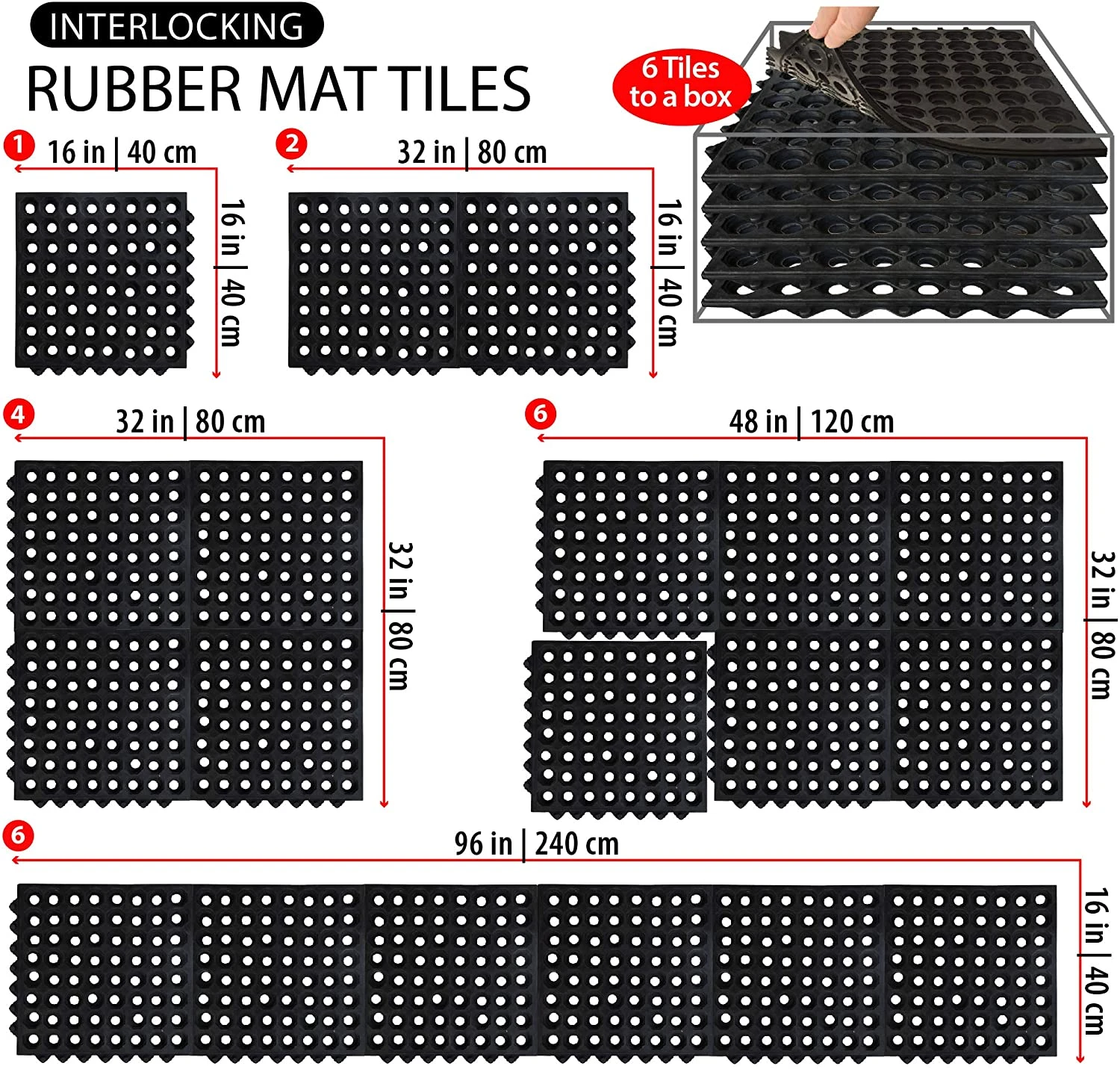 SafetyCare Interlocking Rubber Mat Tiles - 6 Tiles 2 SafetyCare Interlocking Rubber Mat Tiles - 6 Tiles - Image 2
