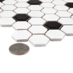 Merola Tile Metro Hex Matte White With Black Dot 10-1/4"x11-7/8" X 6mm Porcelain Mosaic Tile (8.65 Sq. Ft. / Case) -Ryobi Ceramic Shop ac82a59c28b768b694c7346030a26241 4017bdff 20f1 4215 9ff7 1b44ccb43c2d 1800x1800