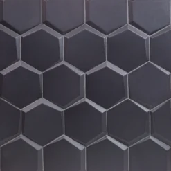 Magen Leveled-Hex Dark Gray Matte Ceramic Hexagon Tile