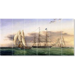 Ceramic Tile Mural-James Buttersworth Ships Tile Mural House Renovate Ideas. 25.5" W X 12.75" H Using (18) 4.25 X 4.25 Ceramic Tiles