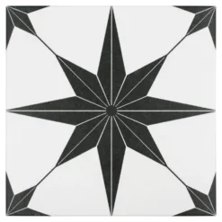 Merola Tile Stella Nero Encaustic 9-3/4 In. X 9-3/4 In. Porcelain Floor And Wall Tile (11.11 Sq. Ft. / Case)