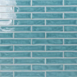 Brookline Turquoise 2 In. X 10 In. Polished Ceramic Subway Wall Tile (40 Pieces / 5.38 Sq. Ft. / Box)